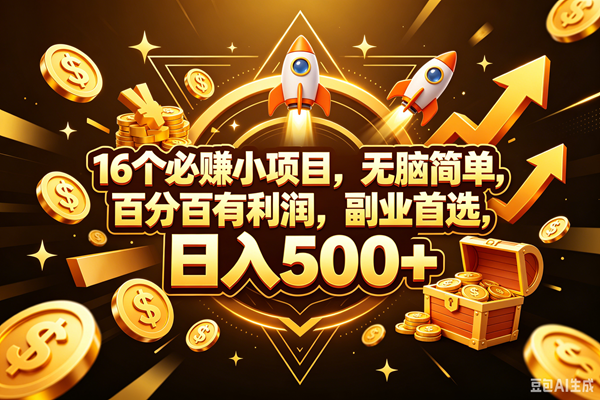 （18440期）16个必赚钱的小项目，百分百赚米，无脑简单，副业首选，日入300+-易创网
