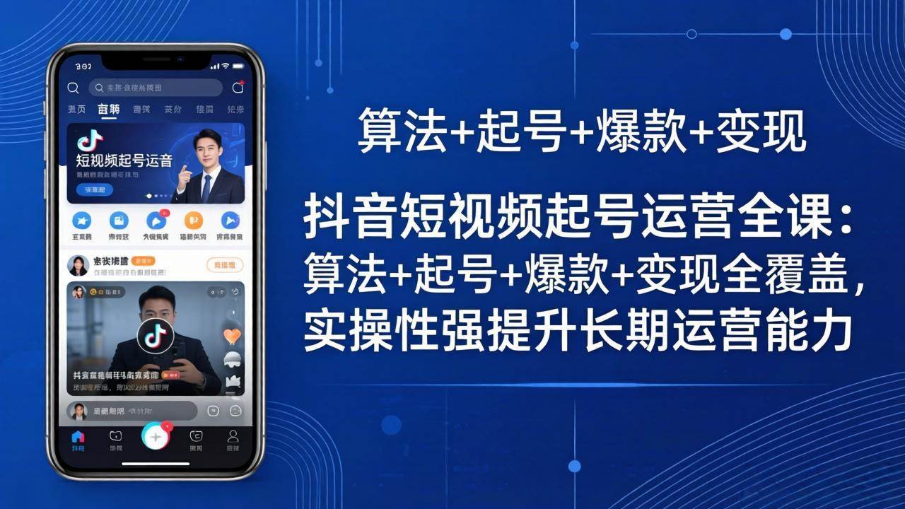 （18071期）抖音短视频起号运营全课：算法+起号+爆款+变现全覆盖，实操性强提升长期运营能力-易创网