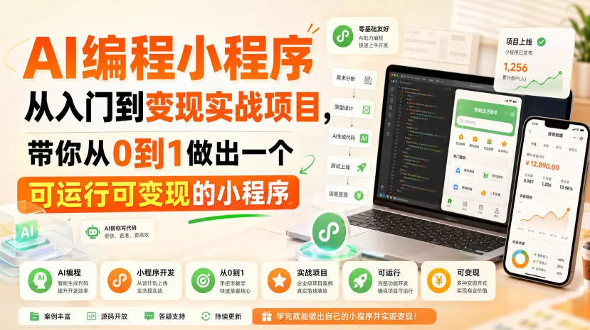 AI编程小程序从入门到变现实战项目，带你从0到1做出一个可运行可变现的小程序-易创网