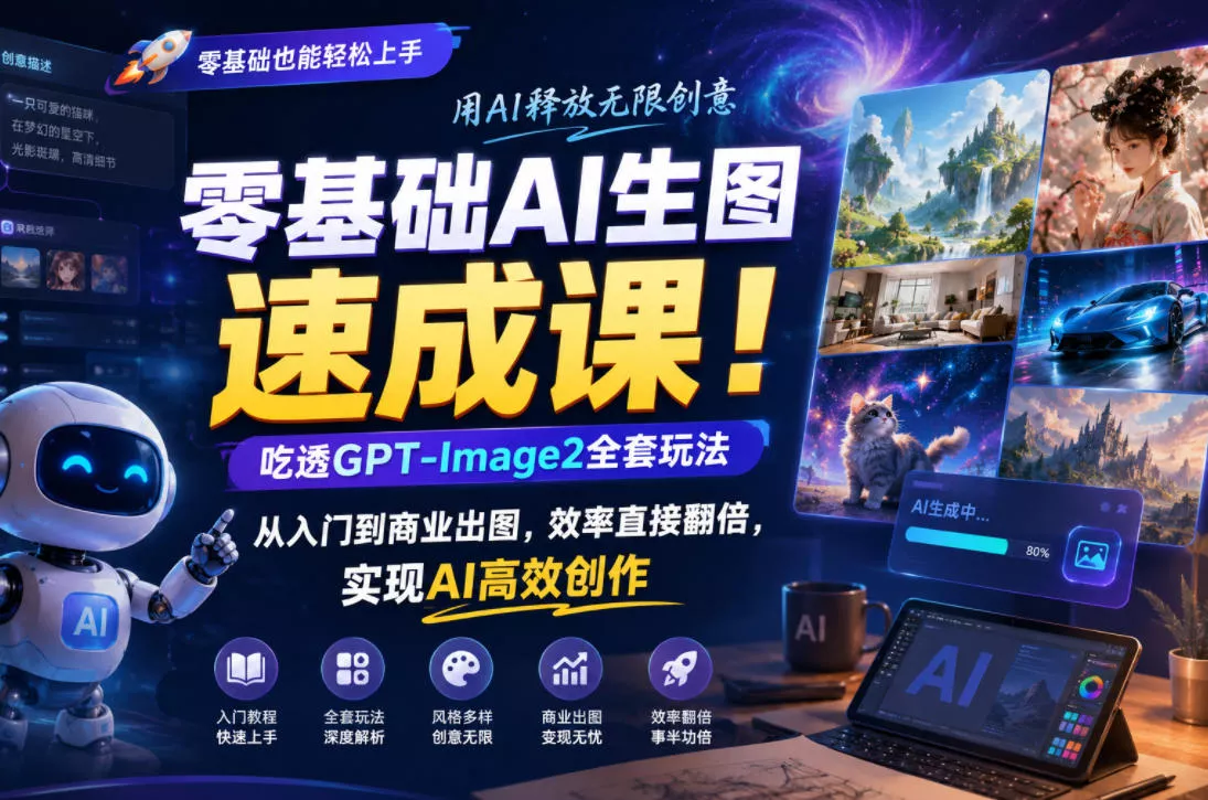 零基础AI生图速成课！吃透GPT-Image2全套玩法，从入门到商业出图，效率直接翻倍，实现AI高效创作-易创网
