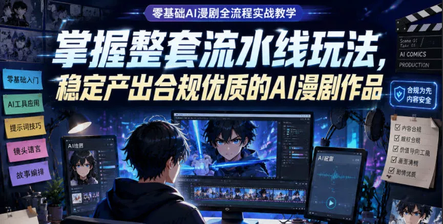 零基础AI漫剧全流程实战教学，掌握整套流水线玩法，稳定产出合规优质的AI漫剧作品-易创网