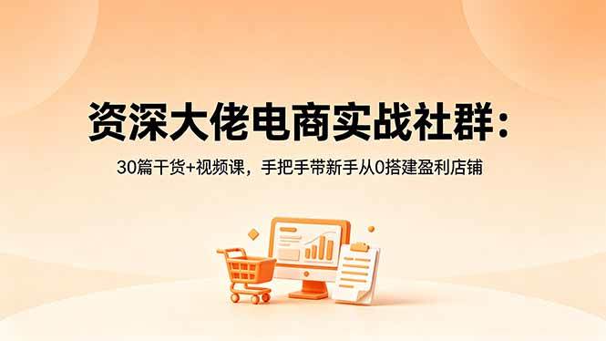 （18529期）资深大佬电商实战社群：30篇干货+视频课，手把手带新手从0搭建盈利店铺-易创网