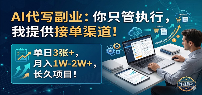 AI代写副业：你只管执行，我提供接单渠道！单日3张+，月入1W-2W+，长久项目-易创网