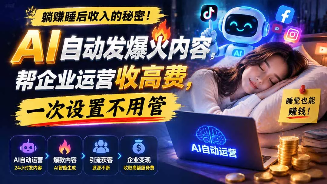躺赚睡后收入的秘密！AI 自动发爆火内容，帮企业运营收高费，一次设置不用管【原创双语字幕】-易创网