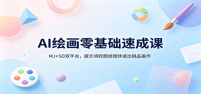 AI绘画零基础速成课：MJ+SD双平台，提示词控图修图快速出精品画作-易创网