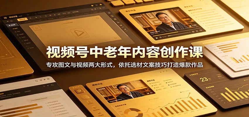视频号中老年内容创作课：专攻图文与视频两大形式，依托选材文案技巧打造爆款作品-易创网