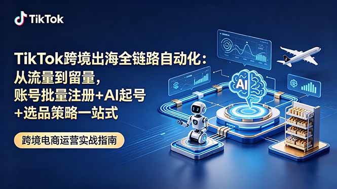 （18907期）TikTok跨境出海全链路自动化：从流量到留量，账号批量注册+AI起号+选品策略一站式-易创网