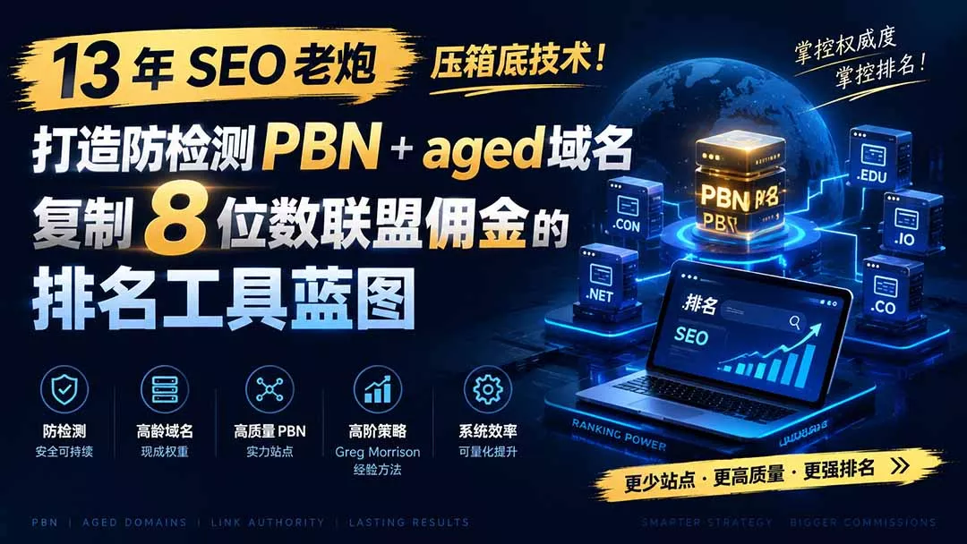 13 年 SEO 老炮压箱底技术！打造防检测 PBN+aged 域名，复制 8 位数联盟佣金的排名工具蓝图【原创双语字幕】-易创网