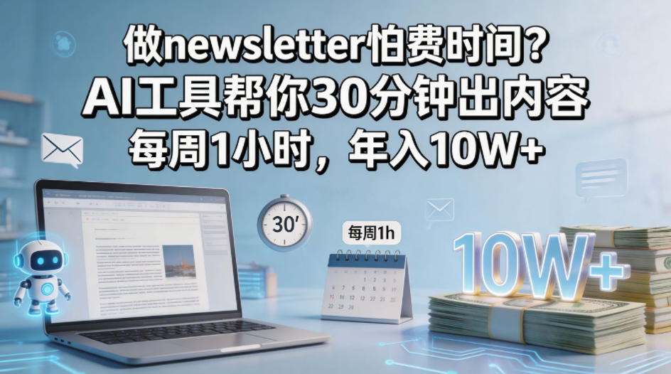 做newsletter怕费时间？AI工具帮你30分钟出内容，每周1小时，年入10W+！【原创双语字幕】-易创网