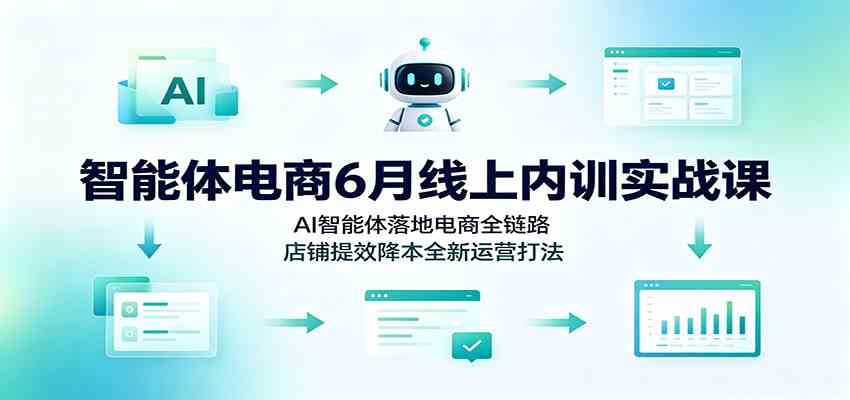 智能体电商6月线上内训实战课：AI智能体落地电商全链路，店铺提效降本全新运营打法-易创网