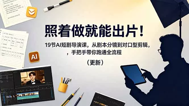 照着做就能出片！19节AI短剧导演课，从剧本分镜到对口型剪辑，手把手带你跑通全流程(更新-易创网