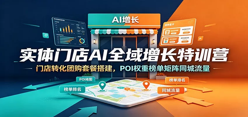 实体门店AI全域增长特训营：门店转化团购套餐搭建，POI权重榜单矩阵同城流量-易创网