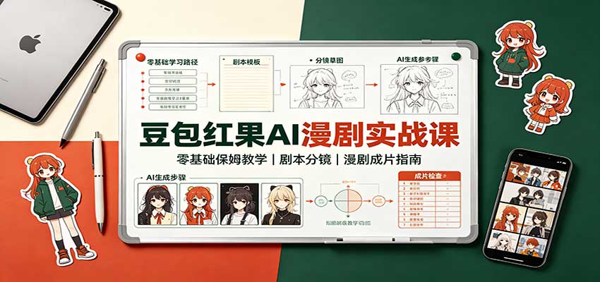 豆包红果AI漫剧实战课：零基础保姆教学，剧本分镜，漫剧成片指南-易创网
