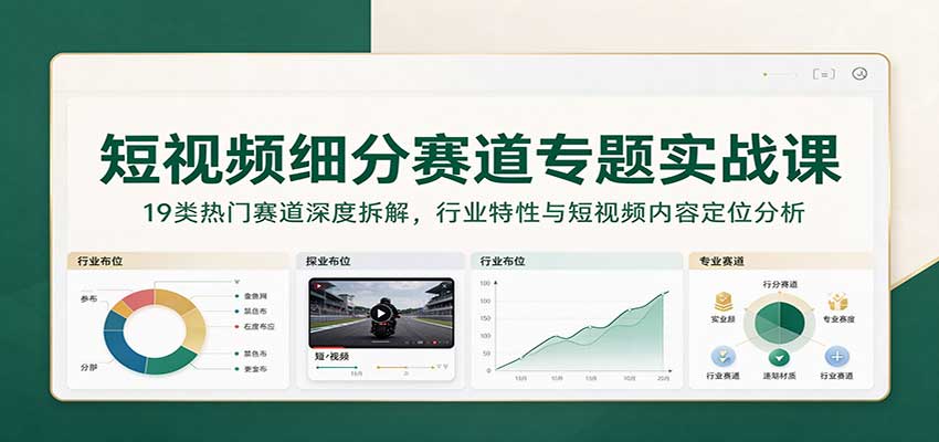 短视频细分赛道专题实战课：19类热门赛道深度拆解，行业特性与短视频内容定位分析-易创网