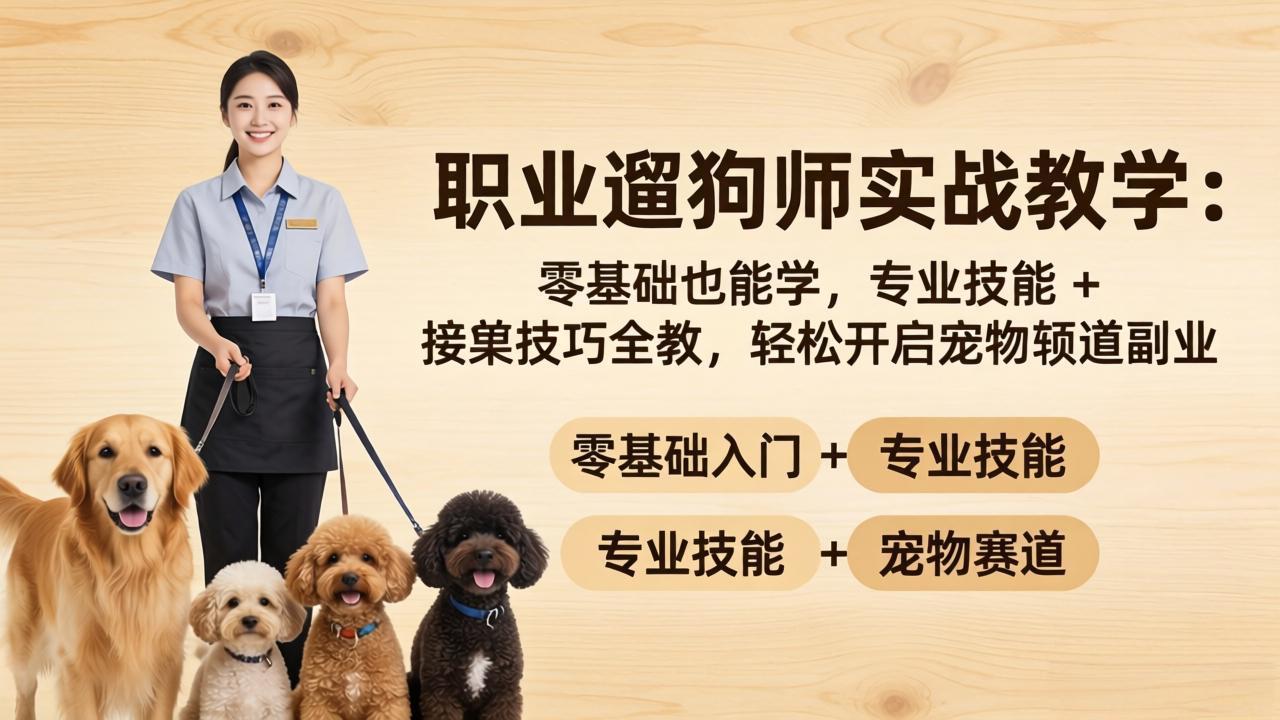 职业遛狗师实战教学：零基础也能学，专业技能 + 接单技巧全教，轻松开启宠物赛道副业-易创网