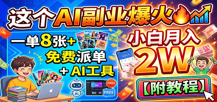 这个AI副业爆火！一单8张+，免费派单+AI工具，小白月入2W【附教程】-易创网