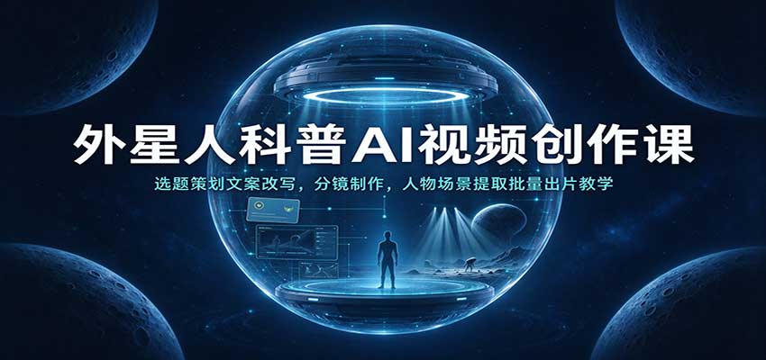 外星人科普AI视频创作课：选题策划文案改写，分镜制作，人物场景提取批量出片教学-易创网