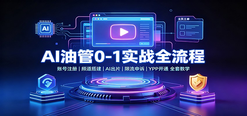 AI油管0-1实战：账号注册频道搭建，AI出片，限流申诉，YPP开通全套教学-易创网