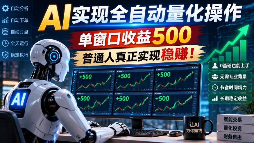 AI实现全自动量化，单窗口月入收益500，别嫌收益少，靠谱最重要！-易创网
