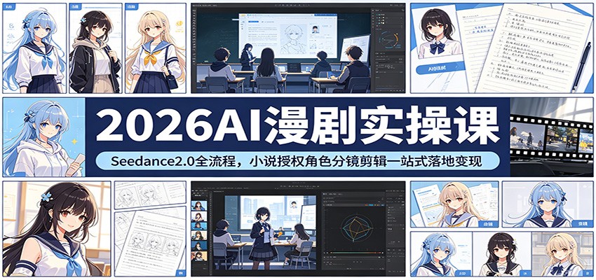 2026AI漫剧实操课：Seedance2.0全流程，小说授权角色分镜剪辑一站式落地变现-易创网