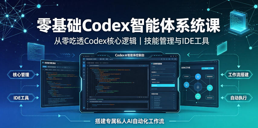 零基础Codex智能体系统课｜从零吃透Codex核心逻辑、技能管理与IDE工具，搭建专属私人AI自动化工作流-易创网