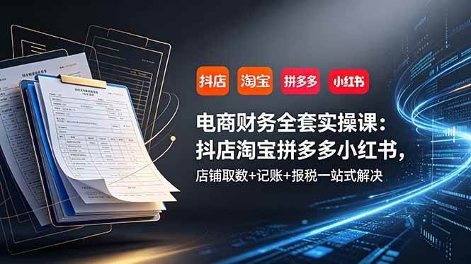（19001期）电商财务全套实操课：抖店淘宝拼多多小红书，店铺取数+记账+报税一站式解决-易创网