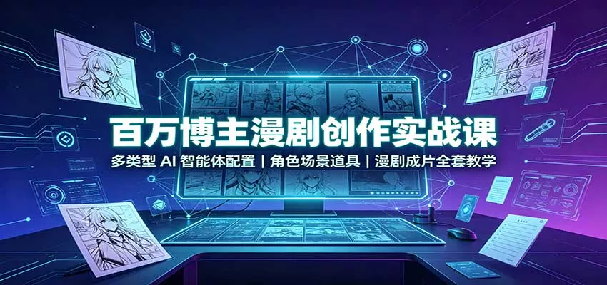 百万博主漫剧创作实战课：多类型AI智能体配置，角色场景道具，漫剧成片全套教学-易创网