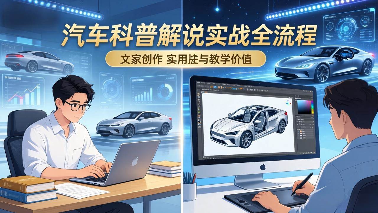 （17665期）抖音汽车科普解说实战：文案+动画+画面处理+去水印全流程，打造专业汽车科普视频-易创网