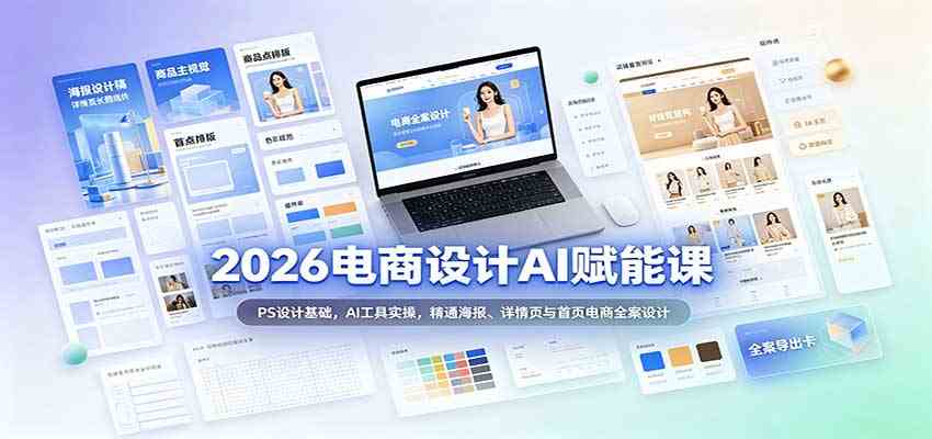2026电商设计AI赋能课：PS设计基础，AI工具实操，精通海报、详情页与首页电商全案设计-易创网
