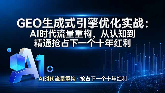 GEO 生成式引擎优化实战：AI时代流量重构，从认知到精通抢占下一个十年红利-易创网