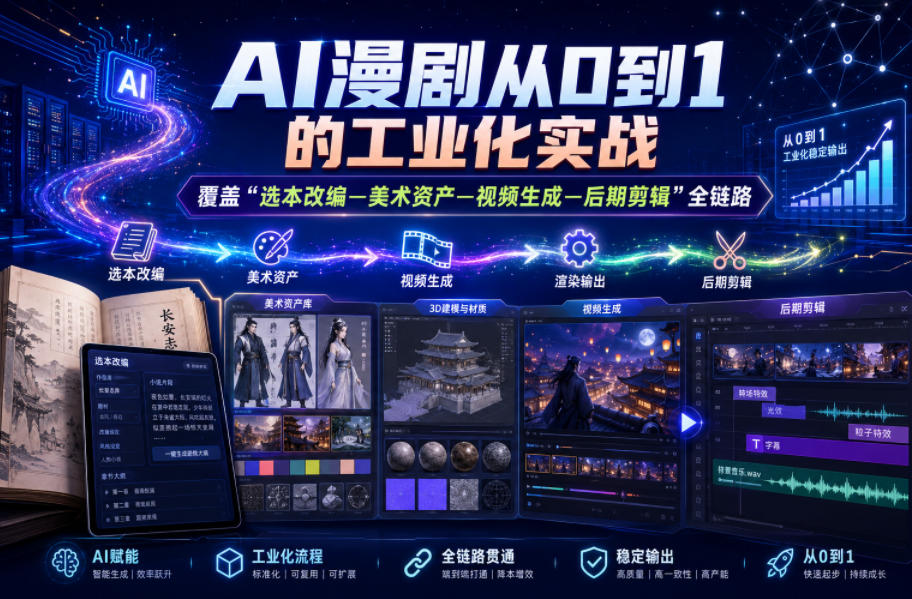 AI漫剧从0到1的工业化实战，覆盖“选本改编—美术资产—视频生成—后期剪辑”全链路（更新6月）-易创网
