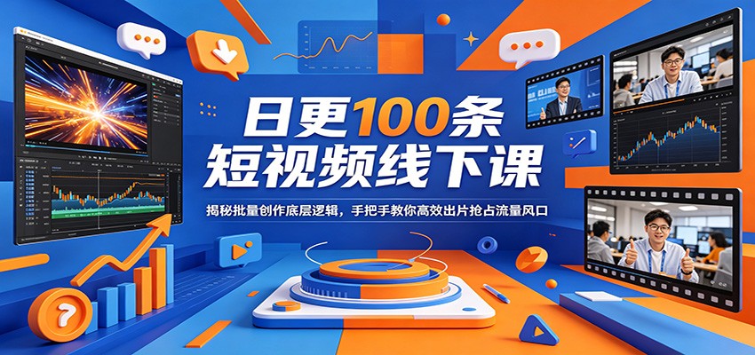 日更100条短视频线下课：揭秘批量创作底层逻辑，手把手教你高效出片抢占流量风口-易创网