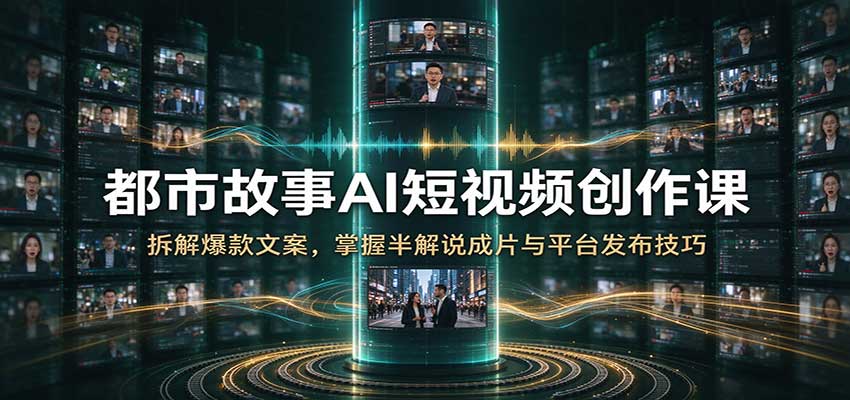 都市故事AI短视频创作课：拆解爆款文案，掌握半解说成片与平台发布技巧-易创网