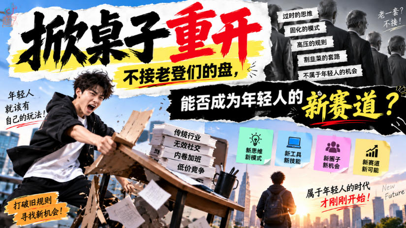 某公众号付费文章：掀桌子重开，不接老登们的盘，能否成为年轻人的新赛道？-易创网