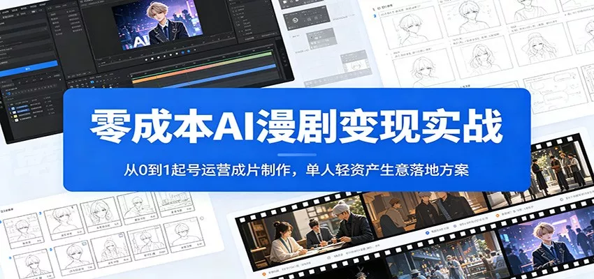 零成本AI漫剧变现实战：从0到1起号运营成片制作，单人轻资产生意落地方案-易创网