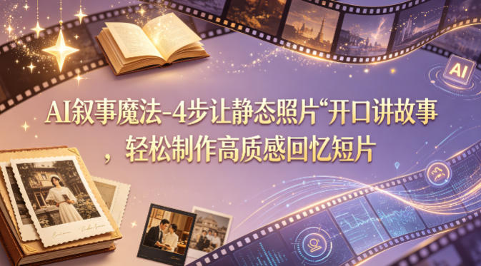 AI叙事魔法-4步让静态照片“开口讲故事”，轻松制作高质感回忆短片-易创网