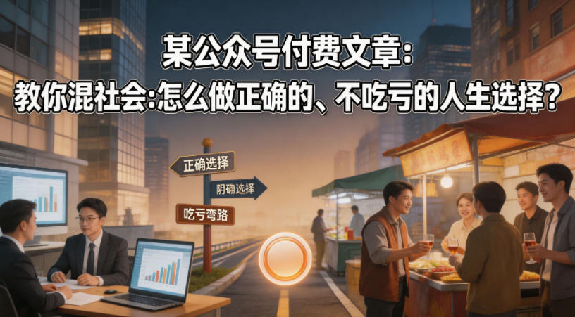 某公众号付费文章：教你混社会：怎么做正确的、不吃亏的人生选择？-易创网