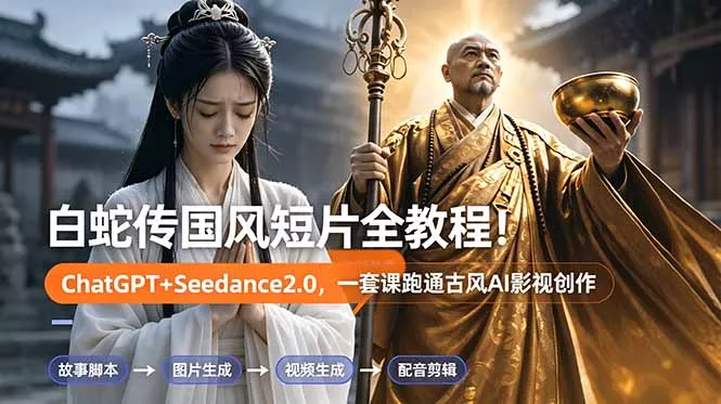 白蛇传-国风短片全教程！ChatGPT+Seedance2.0，一套课跑通古风AI影视创作-易创网