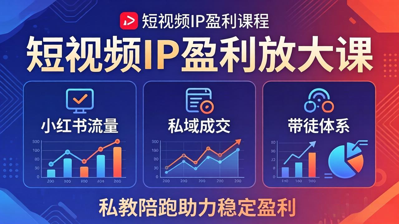 短视频IP盈利放大课：小红书流量+私域成交+带徒体系，私教陪跑助力稳定盈利-易创网