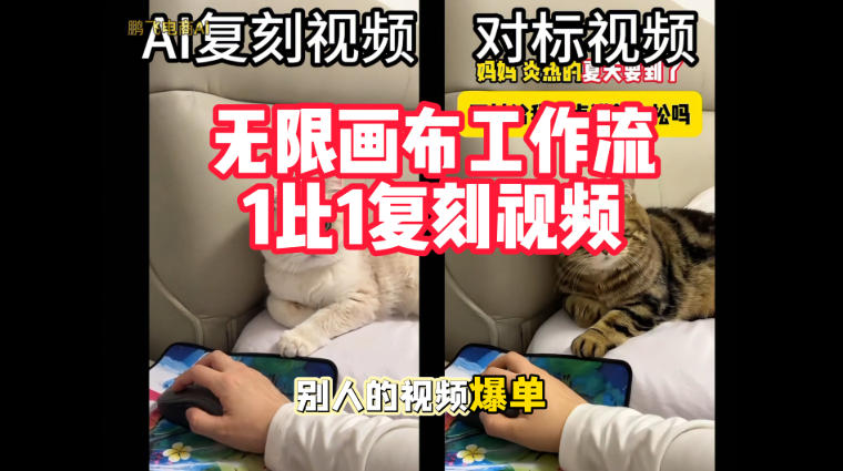 宠物带货视频复刻，无限画布工作流1比1，不用拍摄、不用布景、不用真人出镜，几分钟就能做出一条专业带货视频-易创网