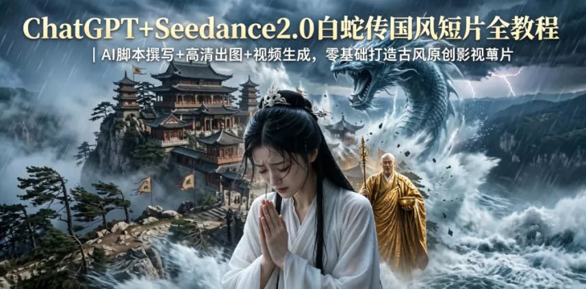 ChatGPT+Seedance2.0白蛇传国风短片全教程｜AI脚本撰写+高清出图+视频生成，零基础打造古风原创影视短片-易创网