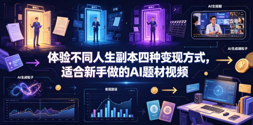 体验不同人生副本四种变现方式，适合新手做的AI题材视频-易创网