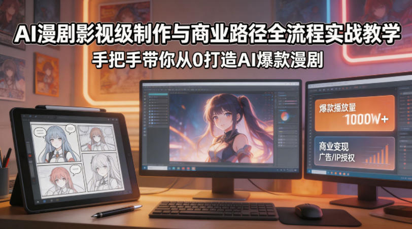 AI漫剧影视级制作与商业路径全流程实战教学，手带你从0打造AI爆款漫剧-易创网