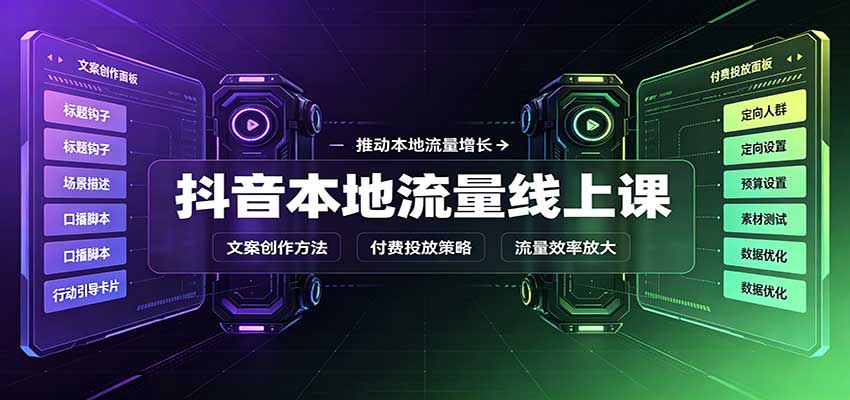 抖音本地流量线上课：账号搭建拍摄剪辑，文案创作与付费投放教学-易创网