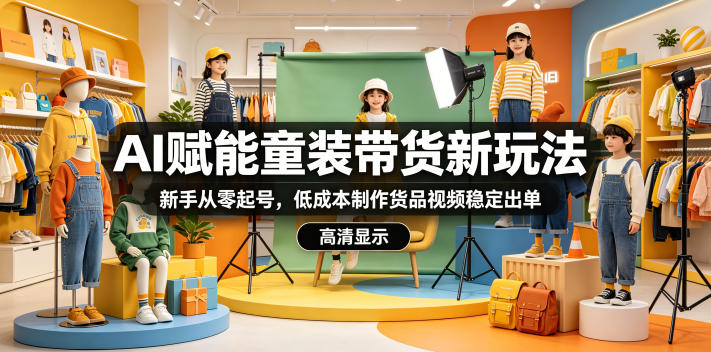 AI赋能童装带货新玩法，新手从零起号，低成本制作货品视频稳定出单-易创网