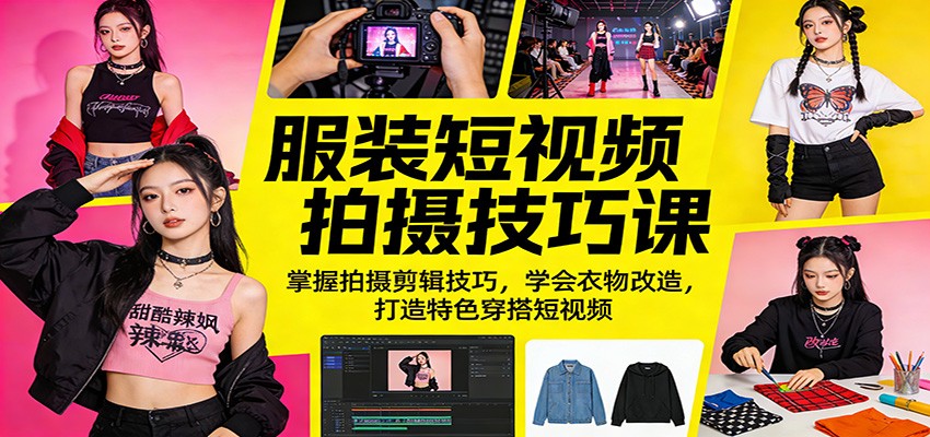 服装短视频拍摄技巧课：掌握拍摄剪辑技巧，学会衣物改造，打造特色穿搭短视频-易创网