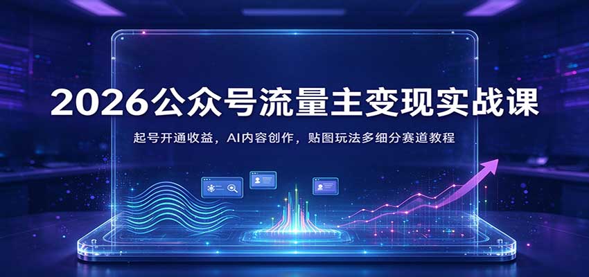 2026公众号流量主变现实战课：起号开通收益，AI内容创作，贴图玩法多细分赛道教程-易创网