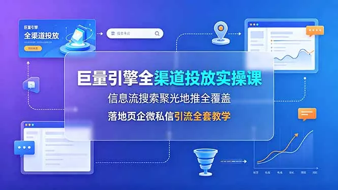 巨量引擎全渠道投放实操课，信息流搜索聚光地推全覆盖，落地页企微私信引流全套教学-易创网