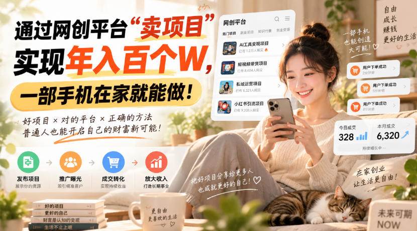(20565期)通过网创平台“卖项目”实现年入百万,一部手机在家就能做! (20565期)通过网创平台“卖项目”实现年入百万,一部手机在家就能做!