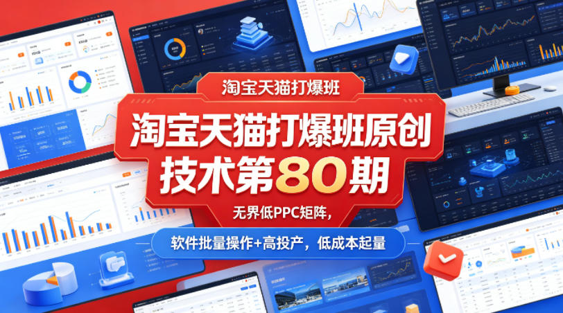 淘宝天猫打爆班原创技术第80期，无界低PPC矩阵，软件批量操作+高投产，低成本起量-易创网